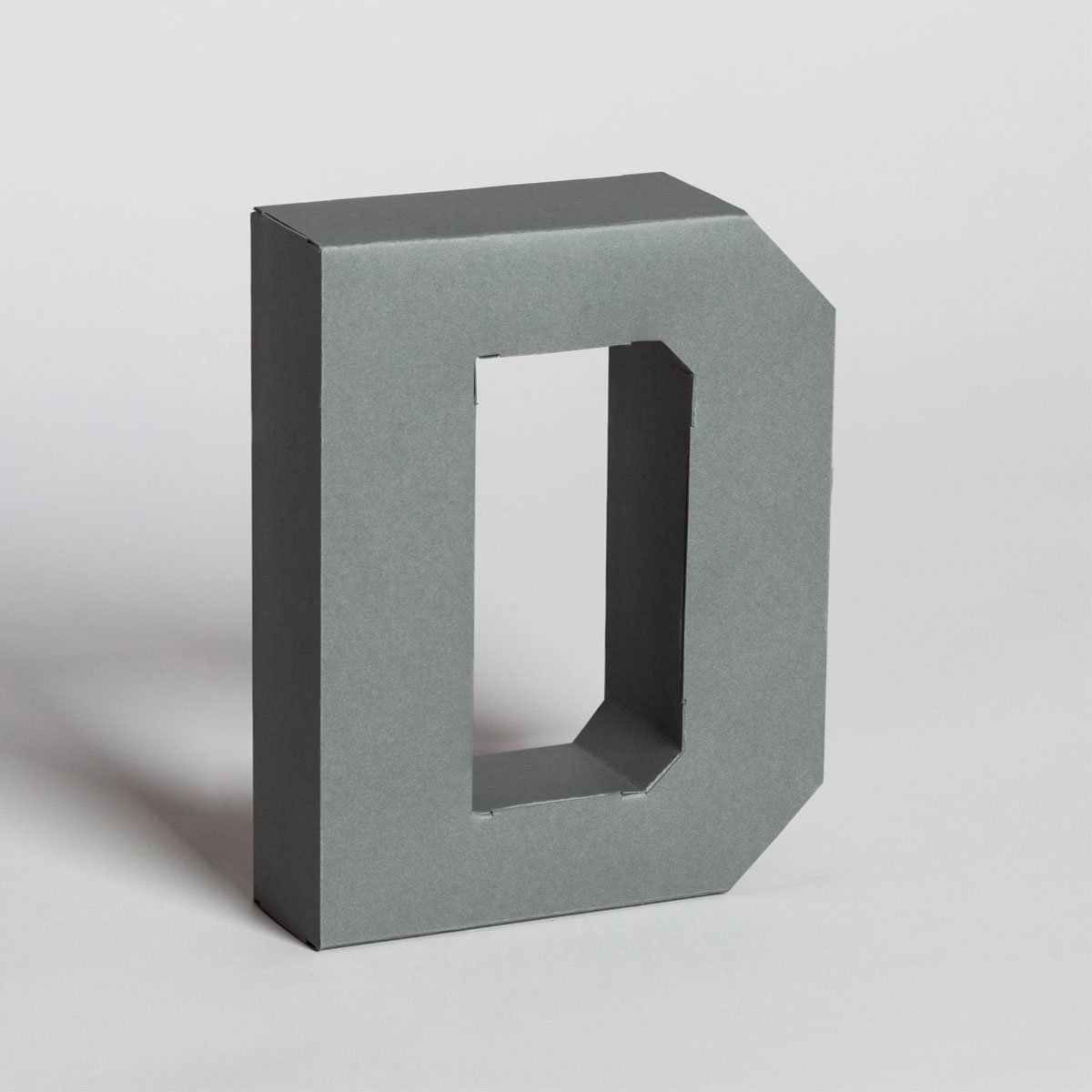 Lettera Decorativa Tridimensionale Carta da Montare - Papertype Lettera 3d Papertype D Grigio