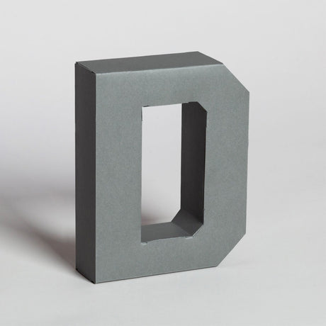 Lettera Decorativa Tridimensionale Carta da Montare - Papertype Lettera 3d Papertype D Grigio