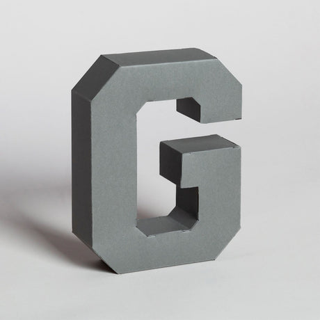 Lettera Decorativa Tridimensionale Carta da Montare - Papertype Lettera 3d Papertype G Grigio
