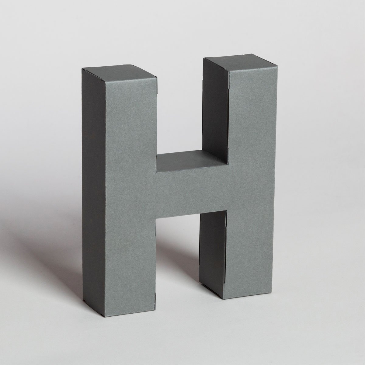 Lettera Decorativa Tridimensionale Carta da Montare - Papertype Lettera 3d Papertype H Grigio
