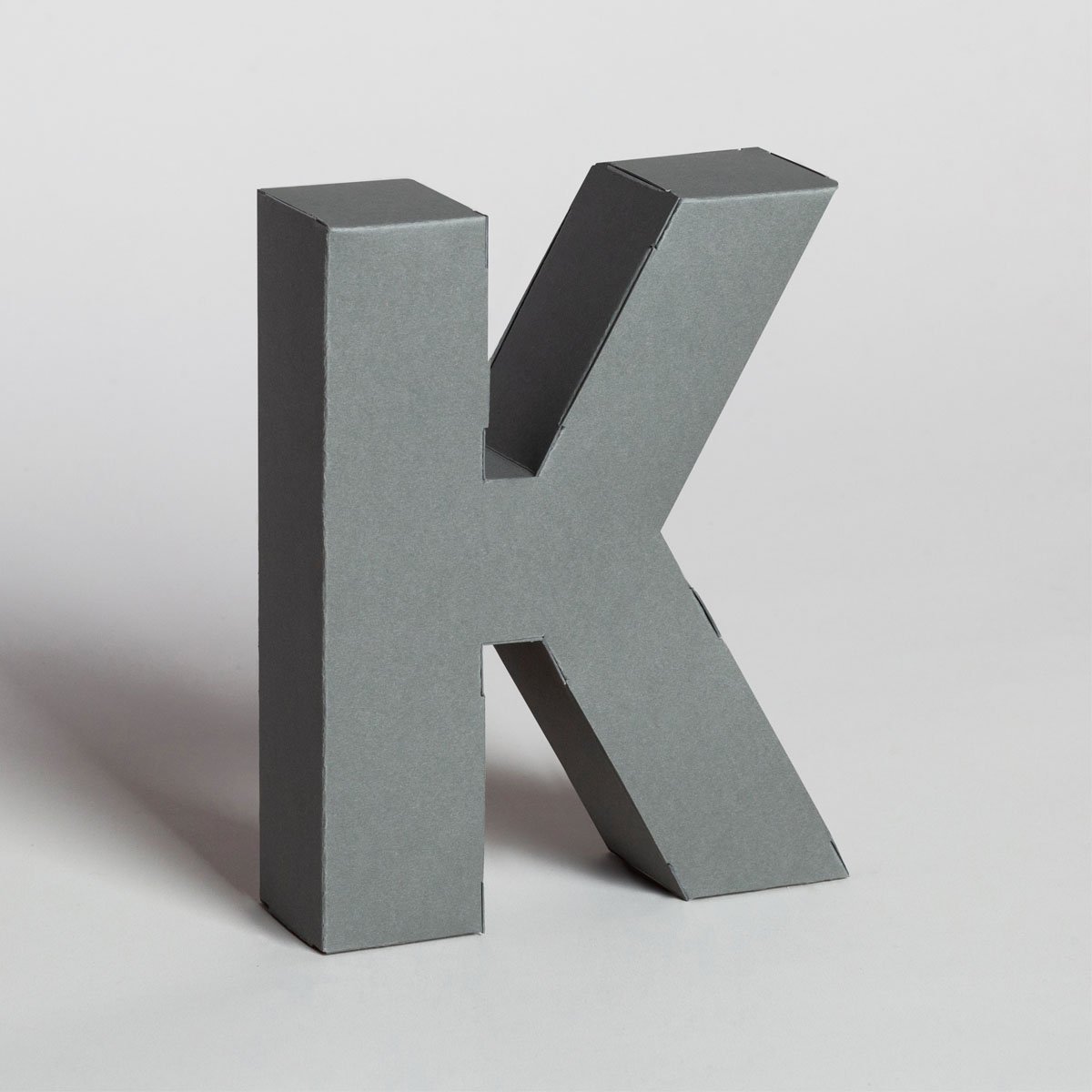 Lettera Decorativa Tridimensionale Carta da Montare - Papertype Lettera 3d Papertype K Grigio