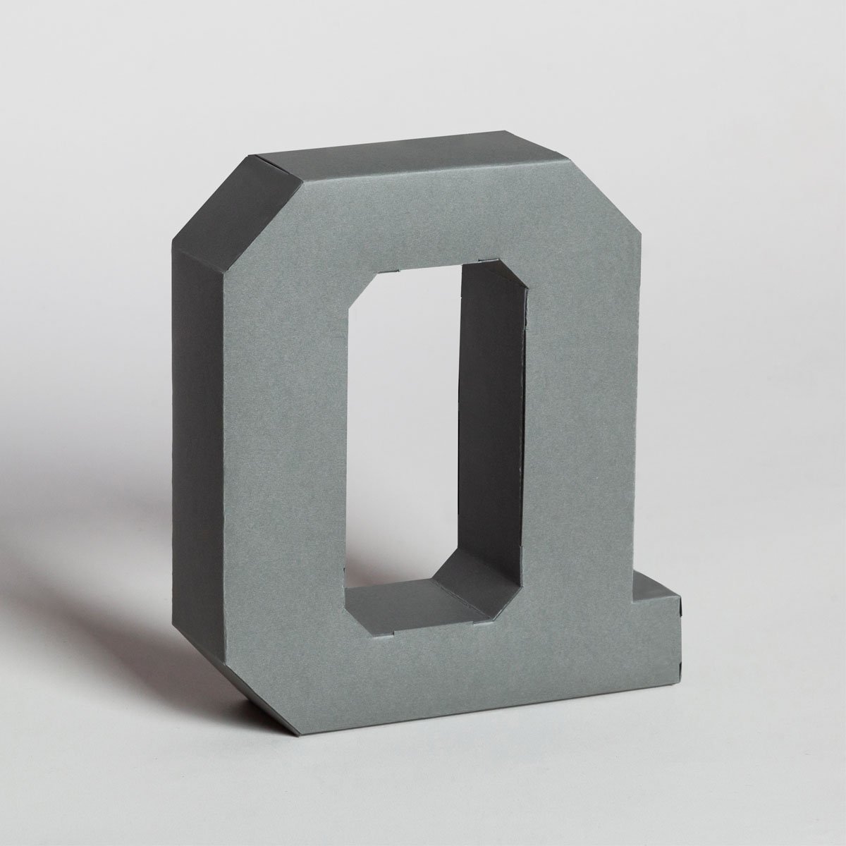 Lettera Decorativa Tridimensionale Carta da Montare - Papertype Lettera 3d Papertype Q Grigio