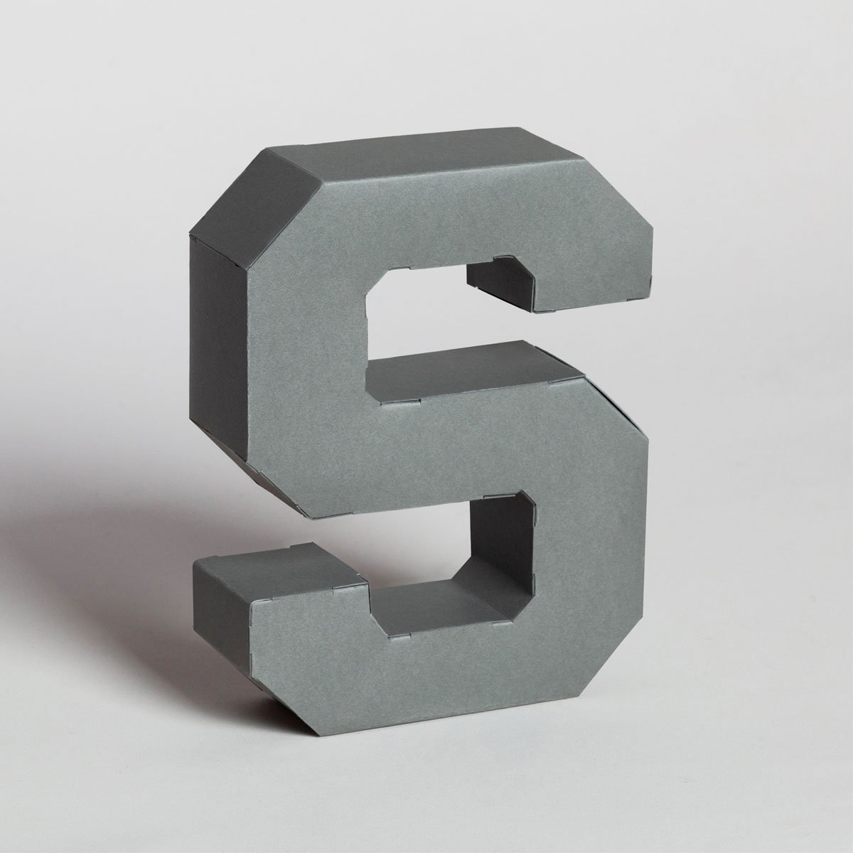 Lettera Decorativa Tridimensionale Carta da Montare - Papertype Lettera 3d Papertype S Grigio