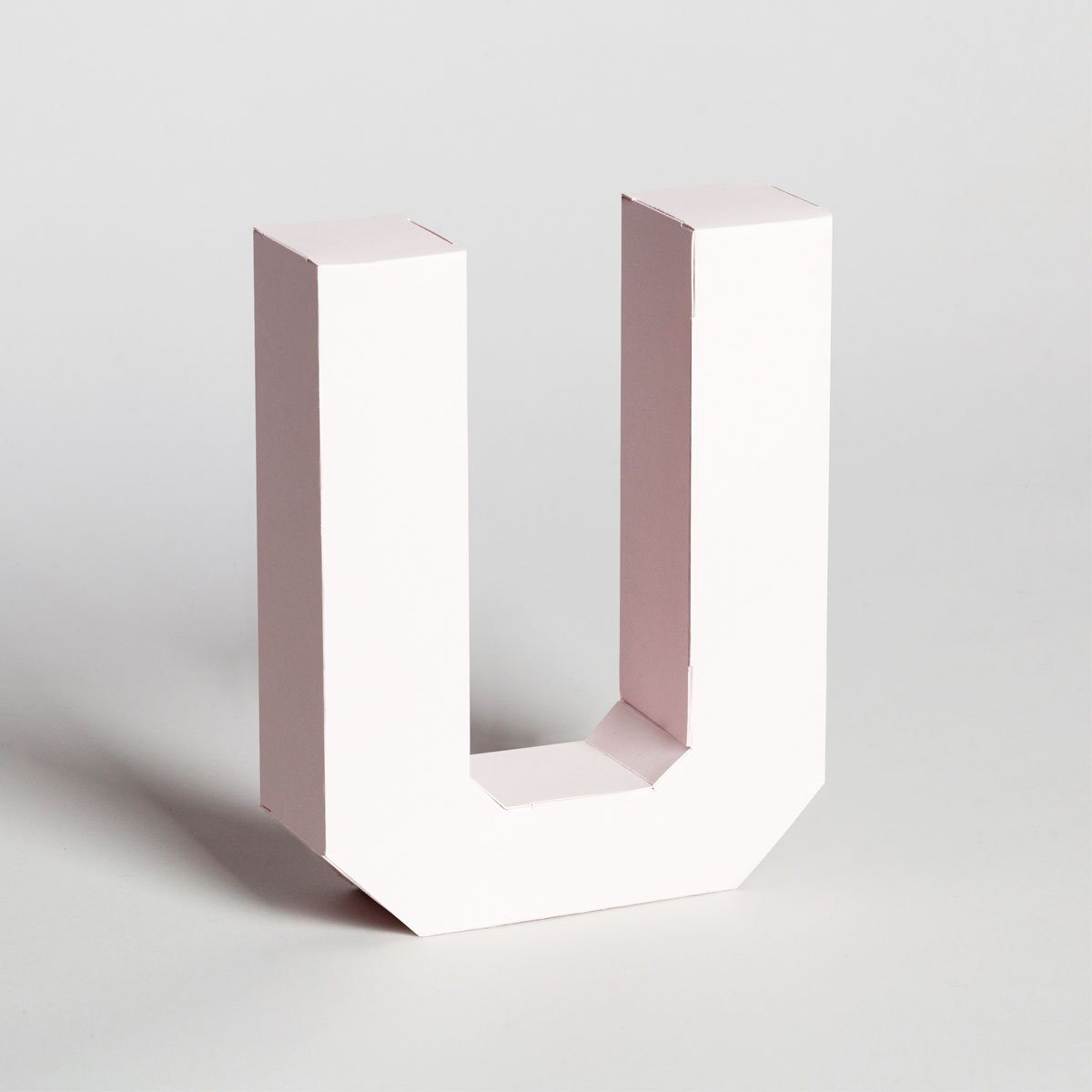 Lettera Decorativa Tridimensionale Carta da Montare - Papertype Lettera 3d Papertype U Rosa