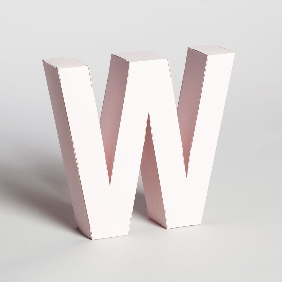 Lettera Decorativa Tridimensionale Carta da Montare - Papertype Lettera 3d Papertype W Rosa