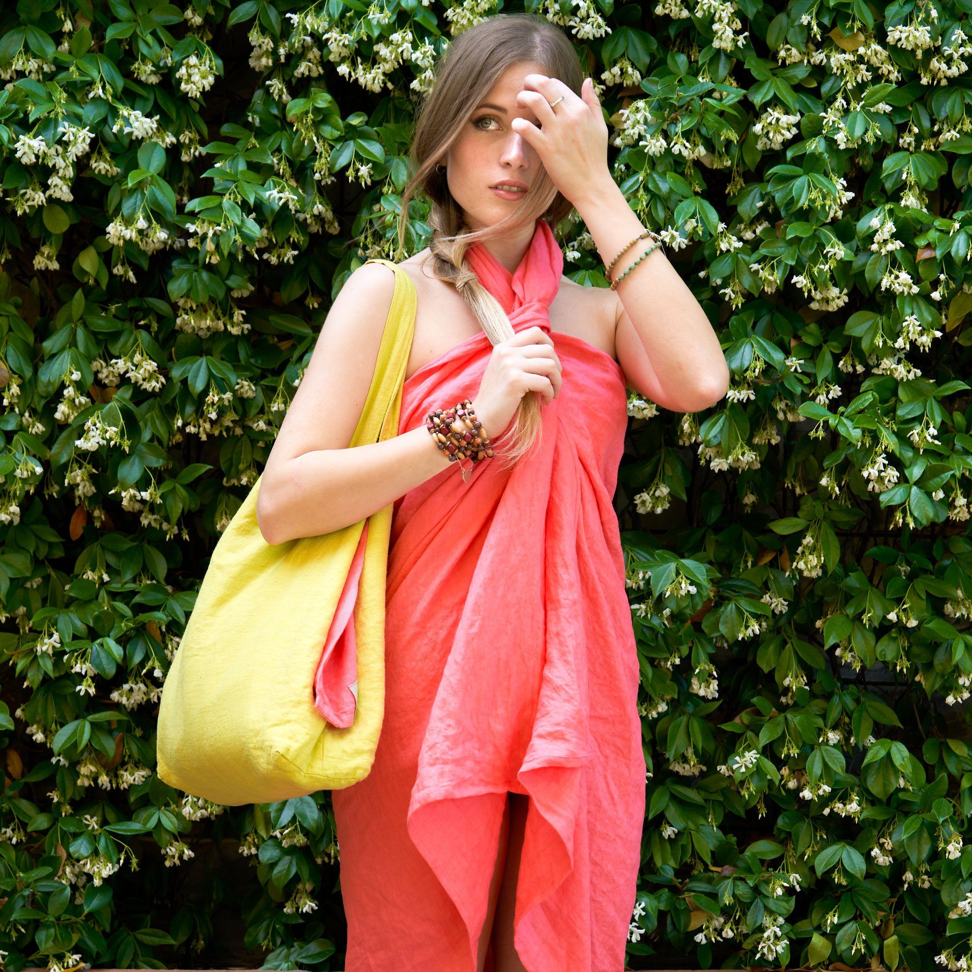 Pareo Mare in Puro Lino in Tinta Unita - Mediterraneo Telo Mare Biancoperla