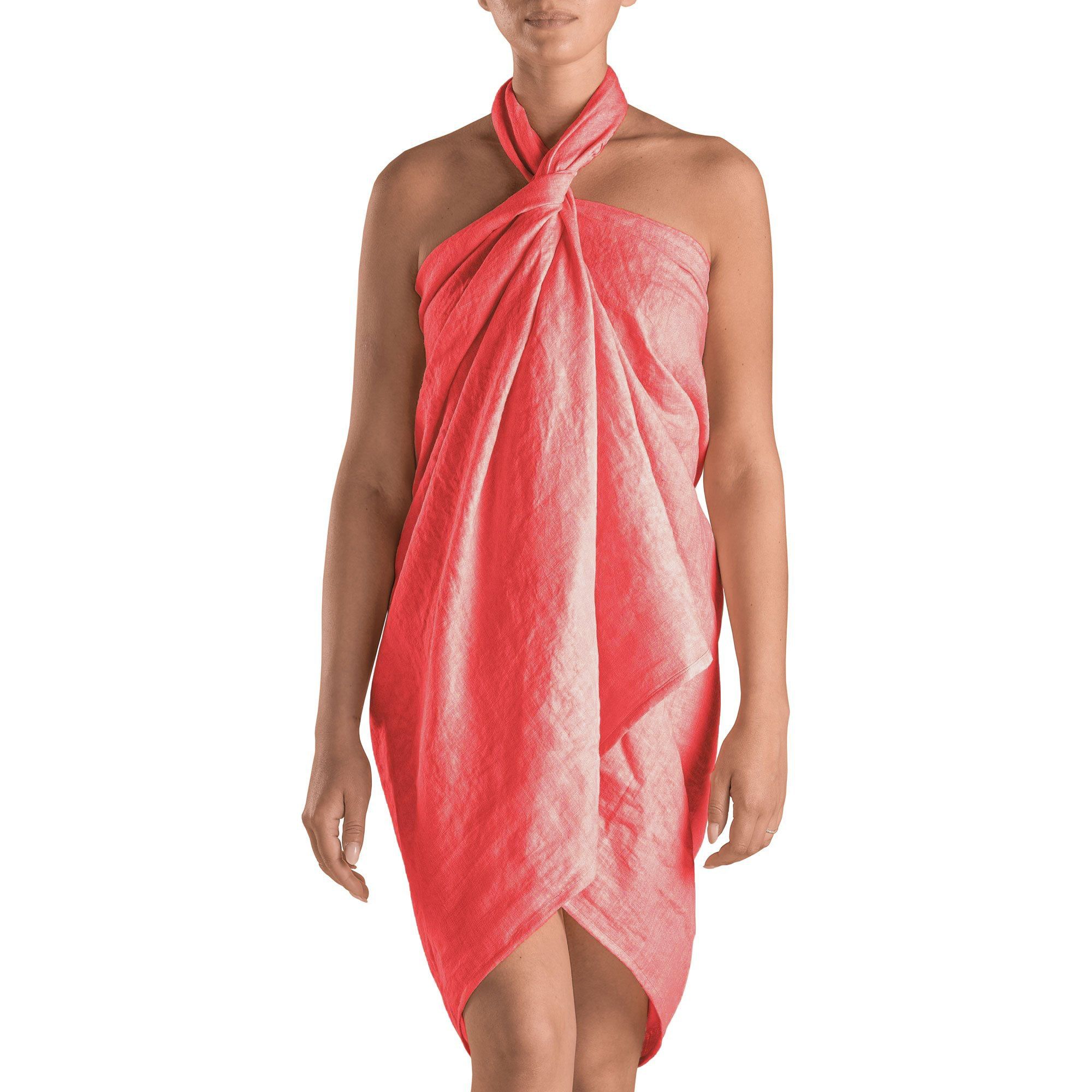 Pareo Mare in Puro Lino in Tinta Unita - Mediterraneo Telo Mare Biancoperla Begonia