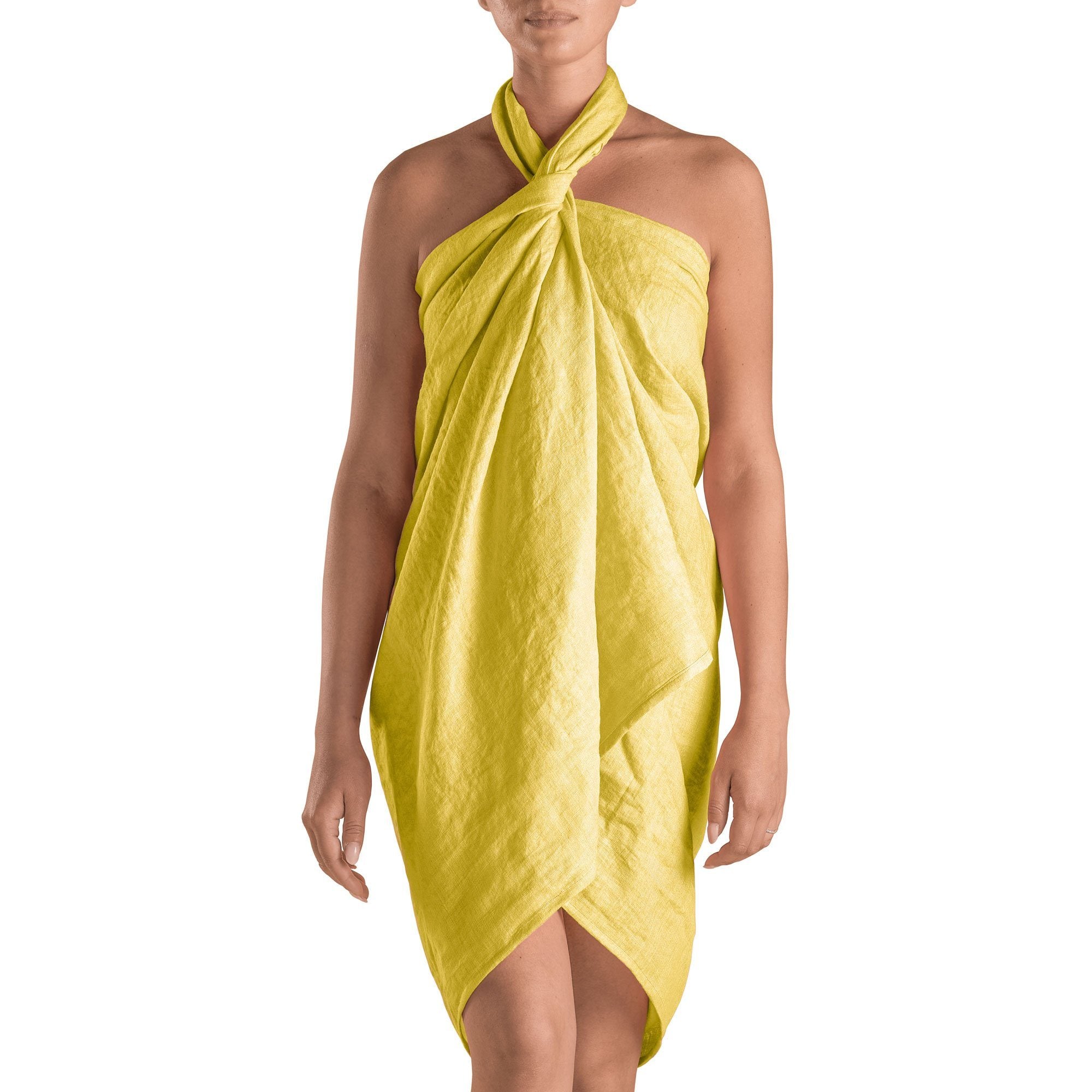 Pareo Mare in Puro Lino in Tinta Unita - Mediterraneo Telo Mare Biancoperla Camomilla