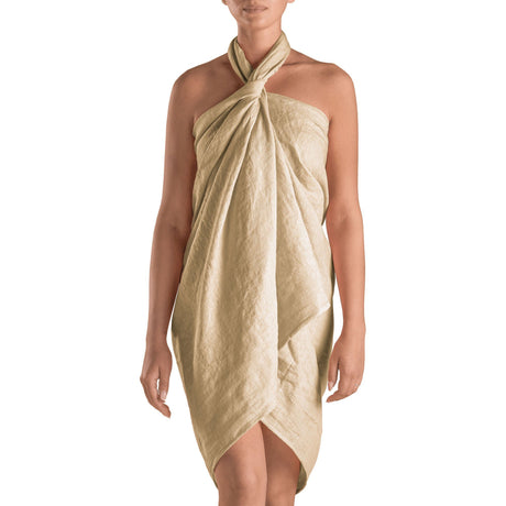 Pareo Mare in Puro Lino in Tinta Unita - Mediterraneo Telo Mare Biancoperla Corda