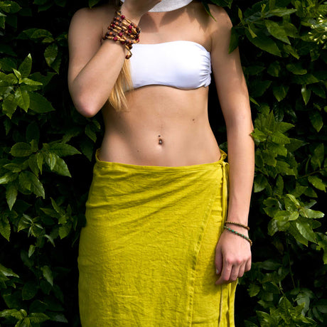 Pareo Mare in Puro Lino in Tinta Unita - Sirena Telo Mare Biancoperla