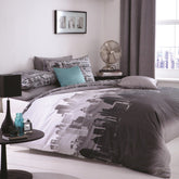 Parure Copripiumino Cotone Fantasia Double Face - Cityscape Copripiumino Catherine Lansfield Singolo Grigio