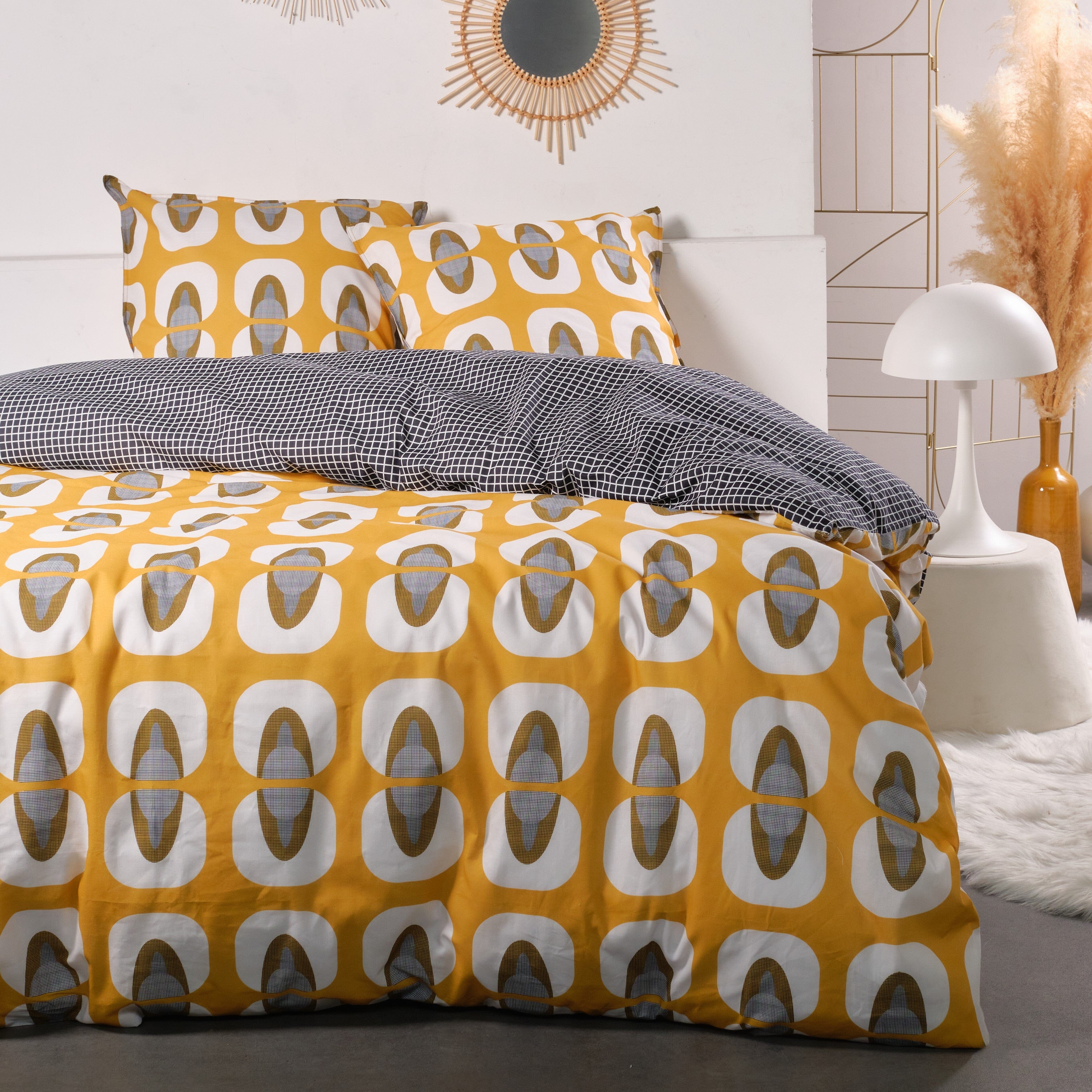 Parure Copripiumino in Cotone Doubleface - Alvar Copripiumino Sisu Matrimoniale Senape