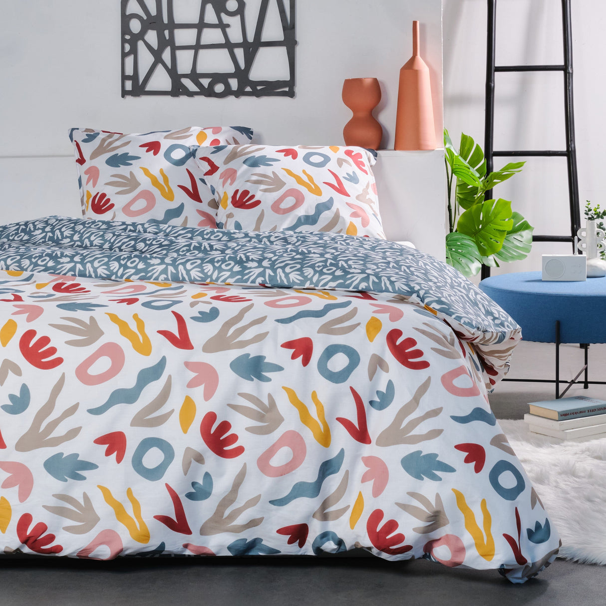 Parure Copripiumino in Cotone Doubleface - Lappi Copripiumino Sisu Matrimoniale Bianco