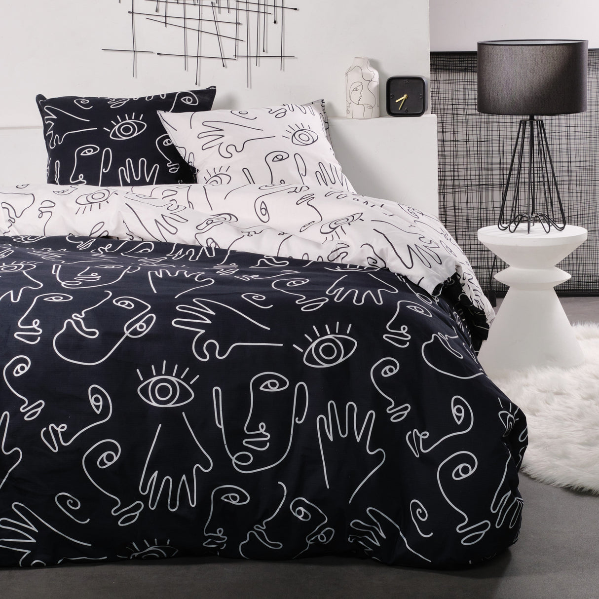 Parure Copripiumino in Cotone Doubleface - Ukki Copripiumino Sisu Matrimoniale Nero