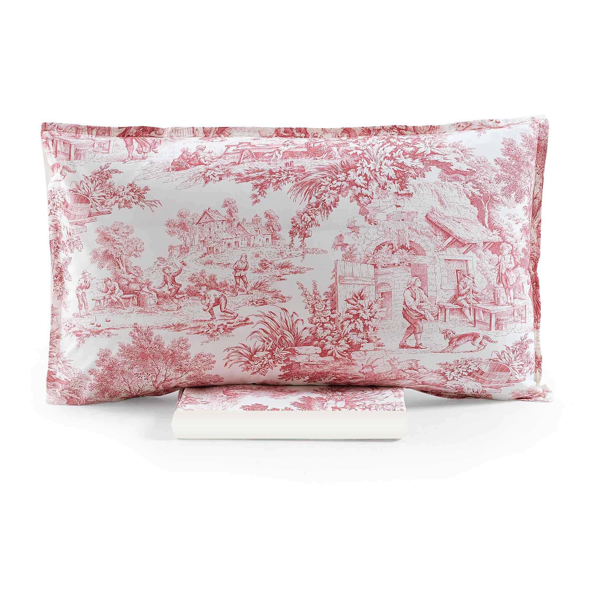 Parure Copripiumino in Flanella di Cotone Fantasia Floreale - Jouy Copripiumino Flanella Lisola Matrimoniale Rosso