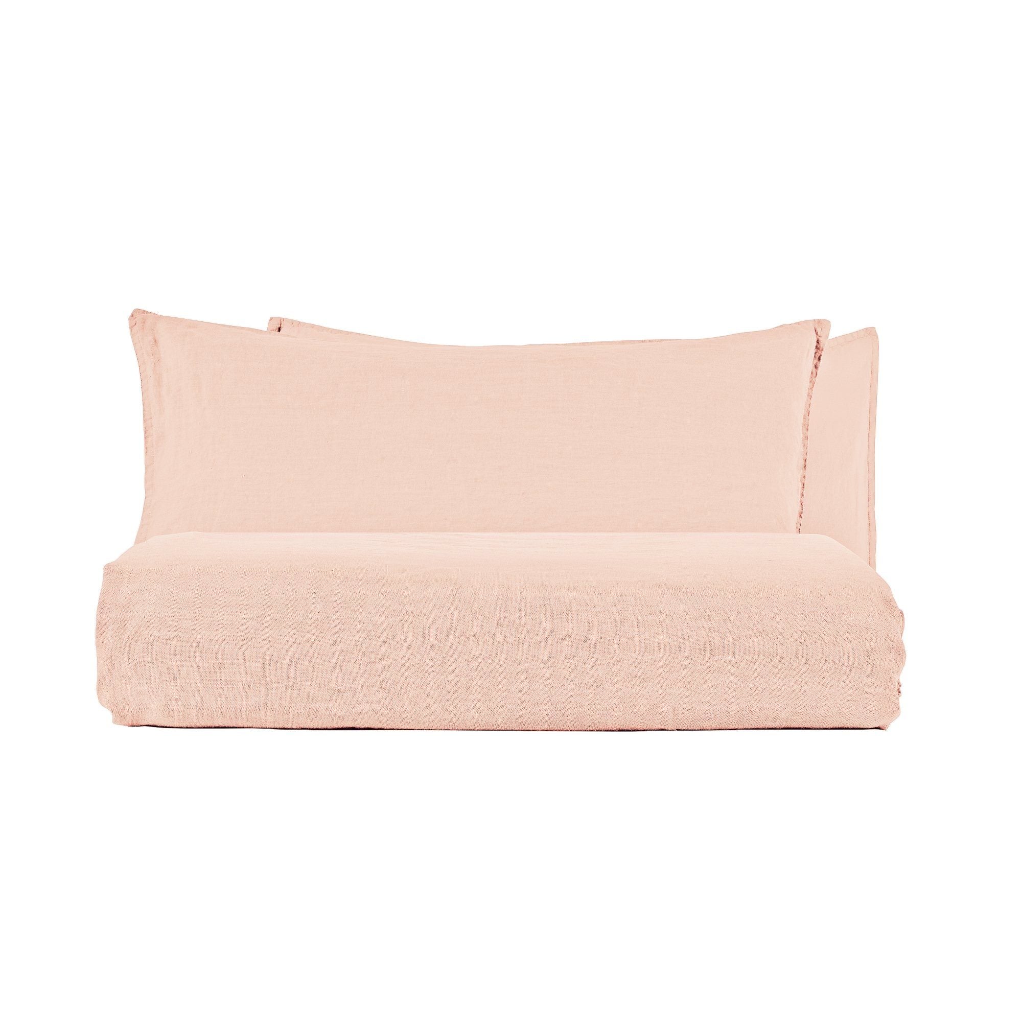 Parure Copripiumino in Lino StoneWashed No Stiro - Exclusive Copripiumino Lisola Singolo Rosa (Conchiglia)