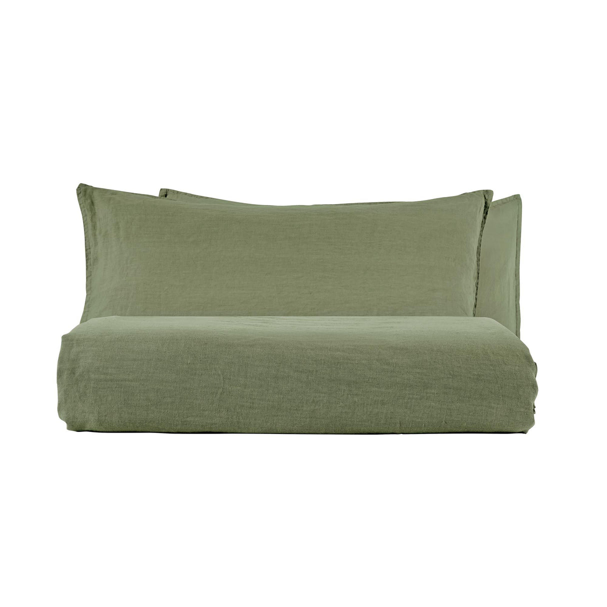 Parure Copripiumino in Lino StoneWashed No Stiro - Exclusive Copripiumino Lisola Singolo Verde (Bosco)