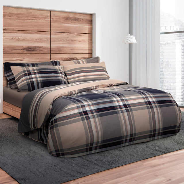 Parure Copripiumino in Percalle di Cotone Tinto in Filo - Douglas Copripiumino Daunex Singolo