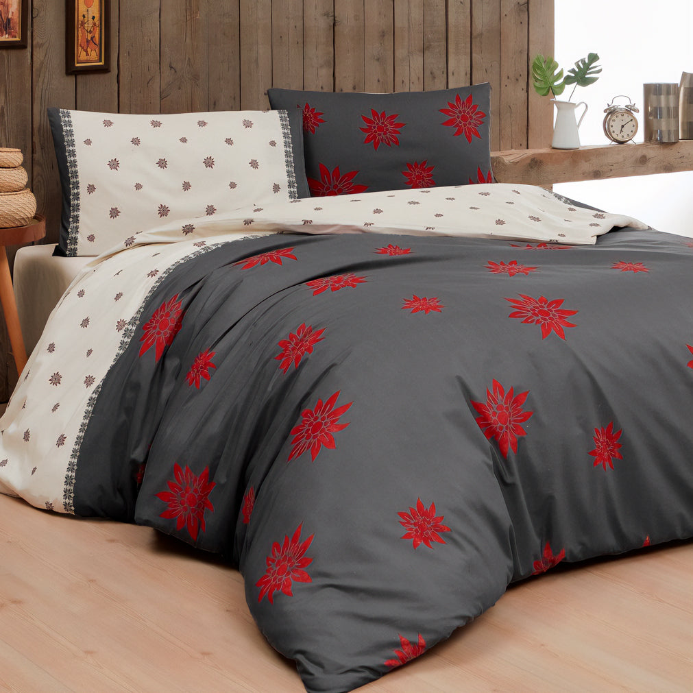 Parure Copripiumino in Puro Cotone con Stampa - Braies Copripiumino Daunex Matrimoniale Antracite