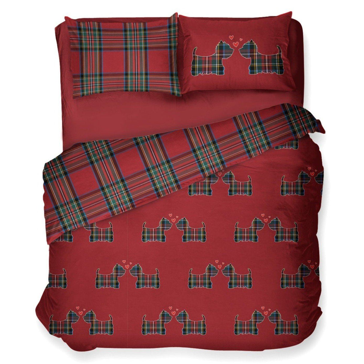 Parure Copripiumino in Puro Cotone con Stampa Doubleface - Cuccioli Copripiumino Daunex Singolo Rosso