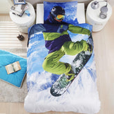 Parure Copripiumino in Puro Cotone con Stampa - Snowboard Copripiumino Bimbi Daunex