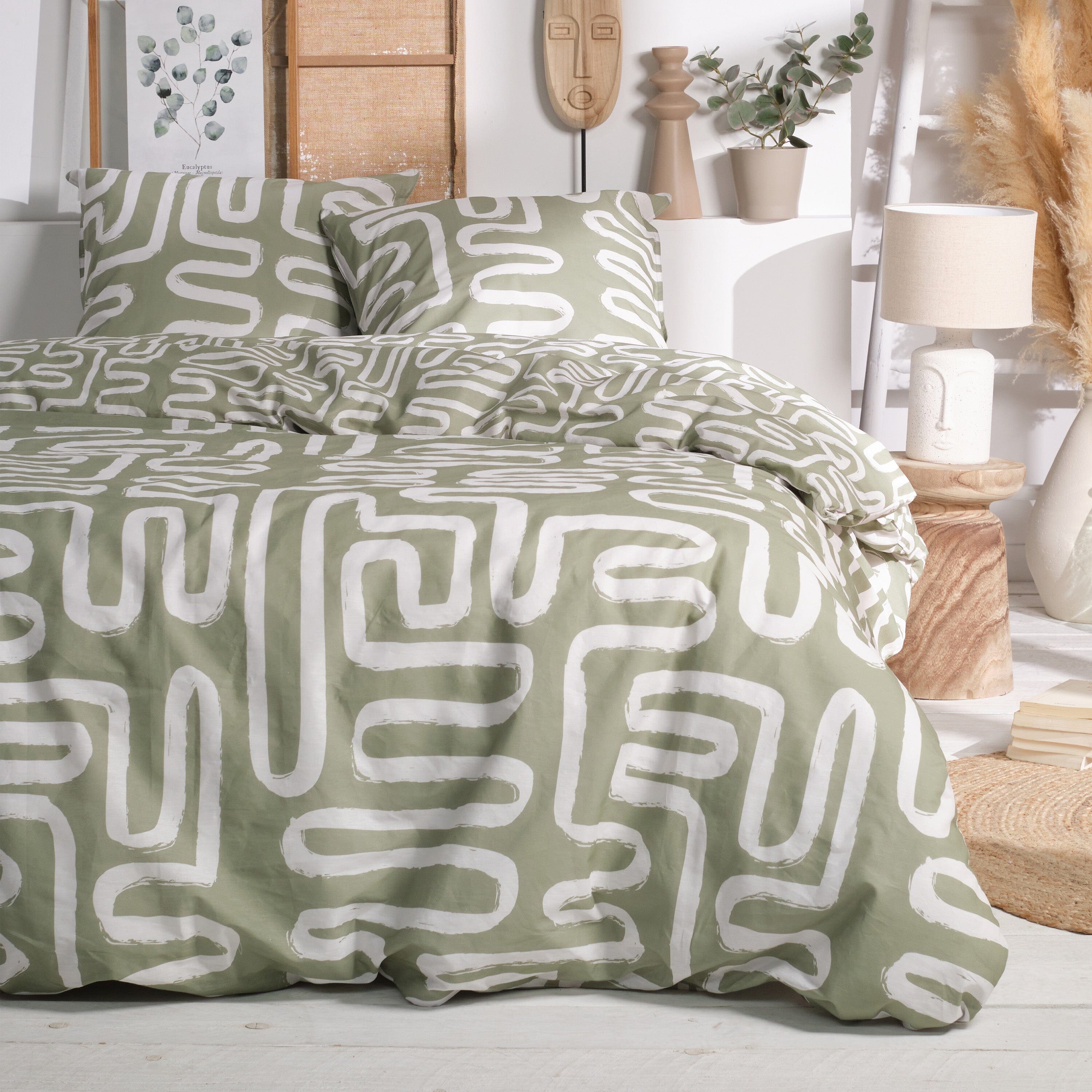 Parure Copripiumino in Puro Cotone Doubleface - Matka Copripiumino Sisu Singolo Verde Oliva