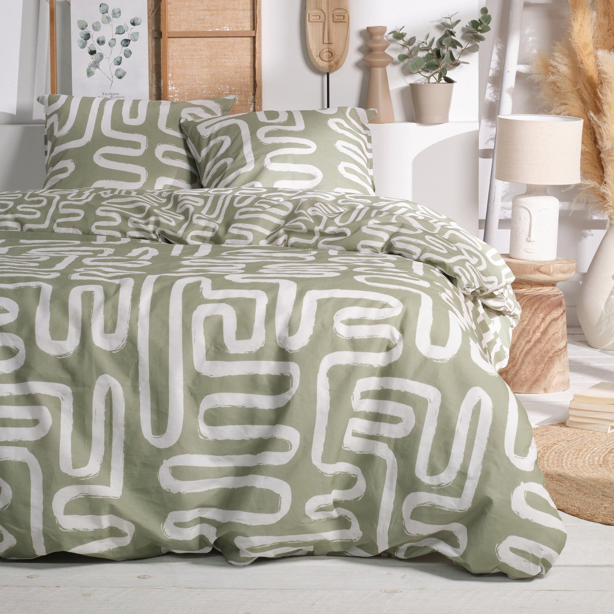 Parure Copripiumino in Puro Cotone Doubleface - Matka Copripiumino Sisu Singolo Verde Oliva