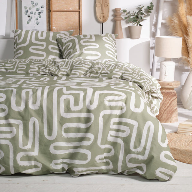 Parure Copripiumino in Puro Cotone Doubleface - Matka Copripiumino Sisu Singolo Verde Oliva