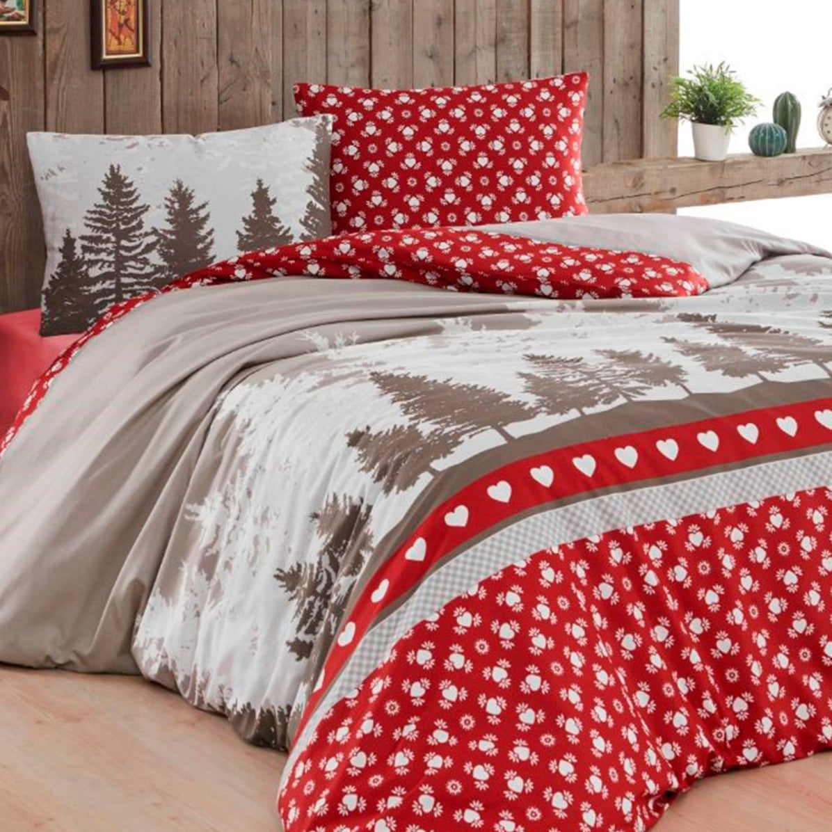 Parure Letto Matrimoniale Brest In Puro Cotone - Copripiumino 250x200 + 2 Federe