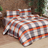Parure Copripiumino in Puro Cotone Stampa Check - Dublino Copripiumino Daunex Singolo Arancio