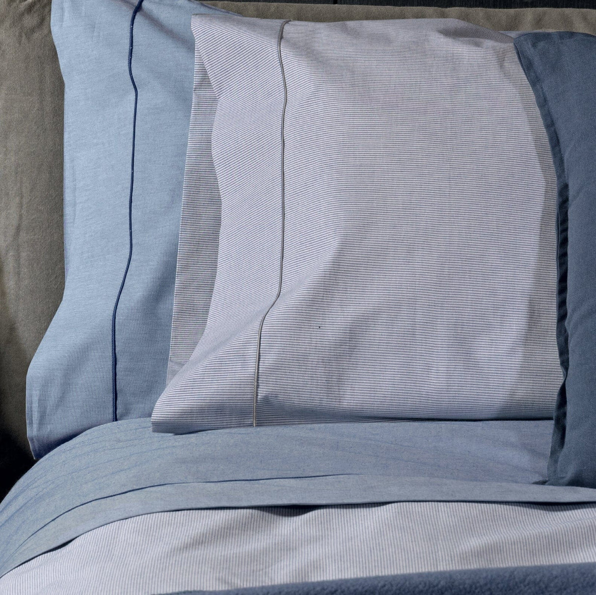 Parure Copripiumino in Puro Cotone Tinto in Filo Jacquard - College Copripiumino Fazzini Matrimoniale Riga Betulla