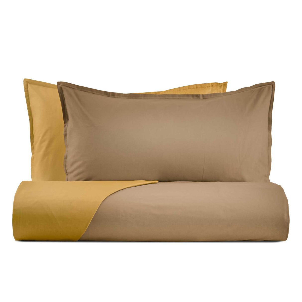 Parure Copripiumino in Raso Super 120 Double Face - Mirror Copripiumino Lisola Singolo Riccio-Campidoglio