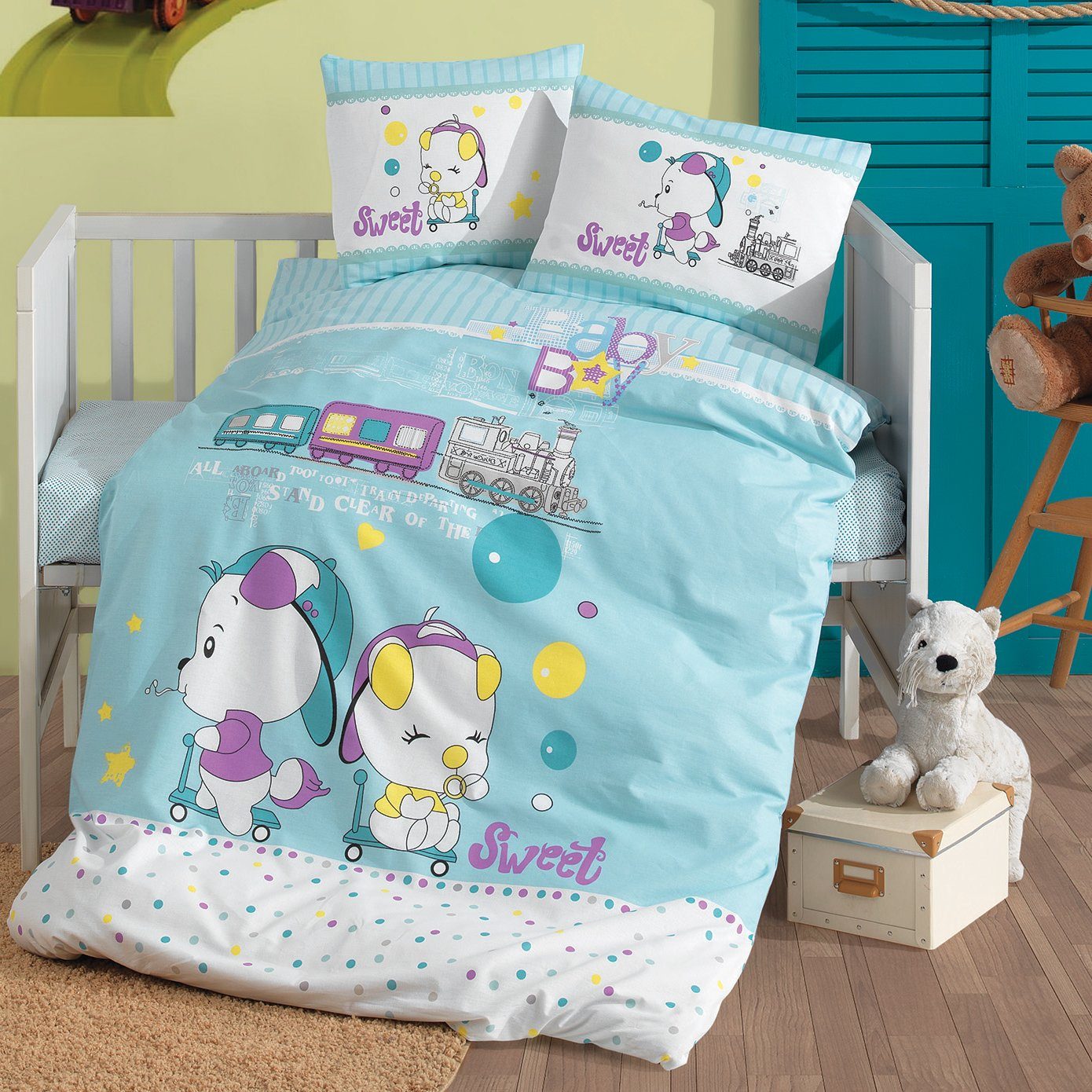 Parure Copripiumino per lettino in puro cotone con fantasia Baby Sweet - Daunex