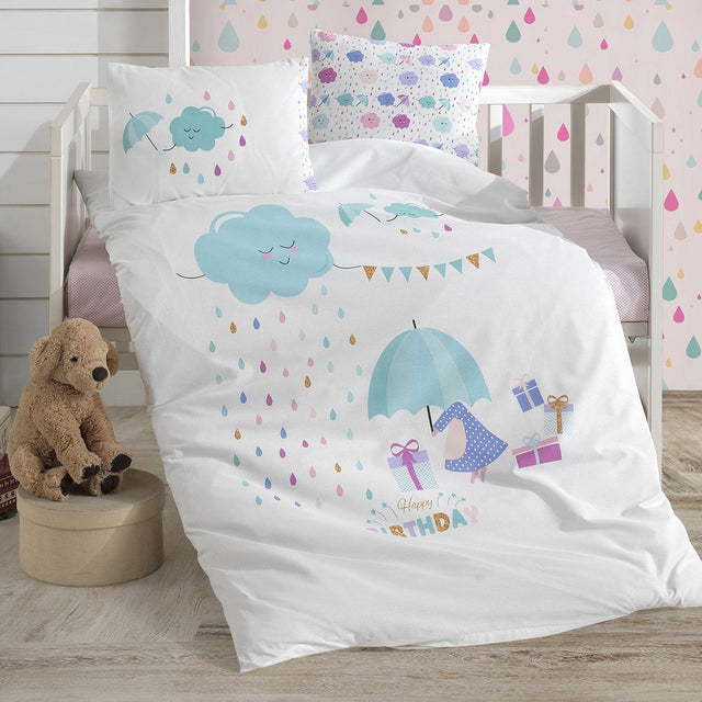 Parure Copripiumino per lettino in puro cotone con fantasia Birthday - Daunex