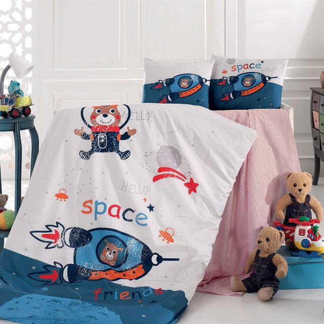 Parure Copripiumino per lettino in puro cotone con fantasia Space - Daunex