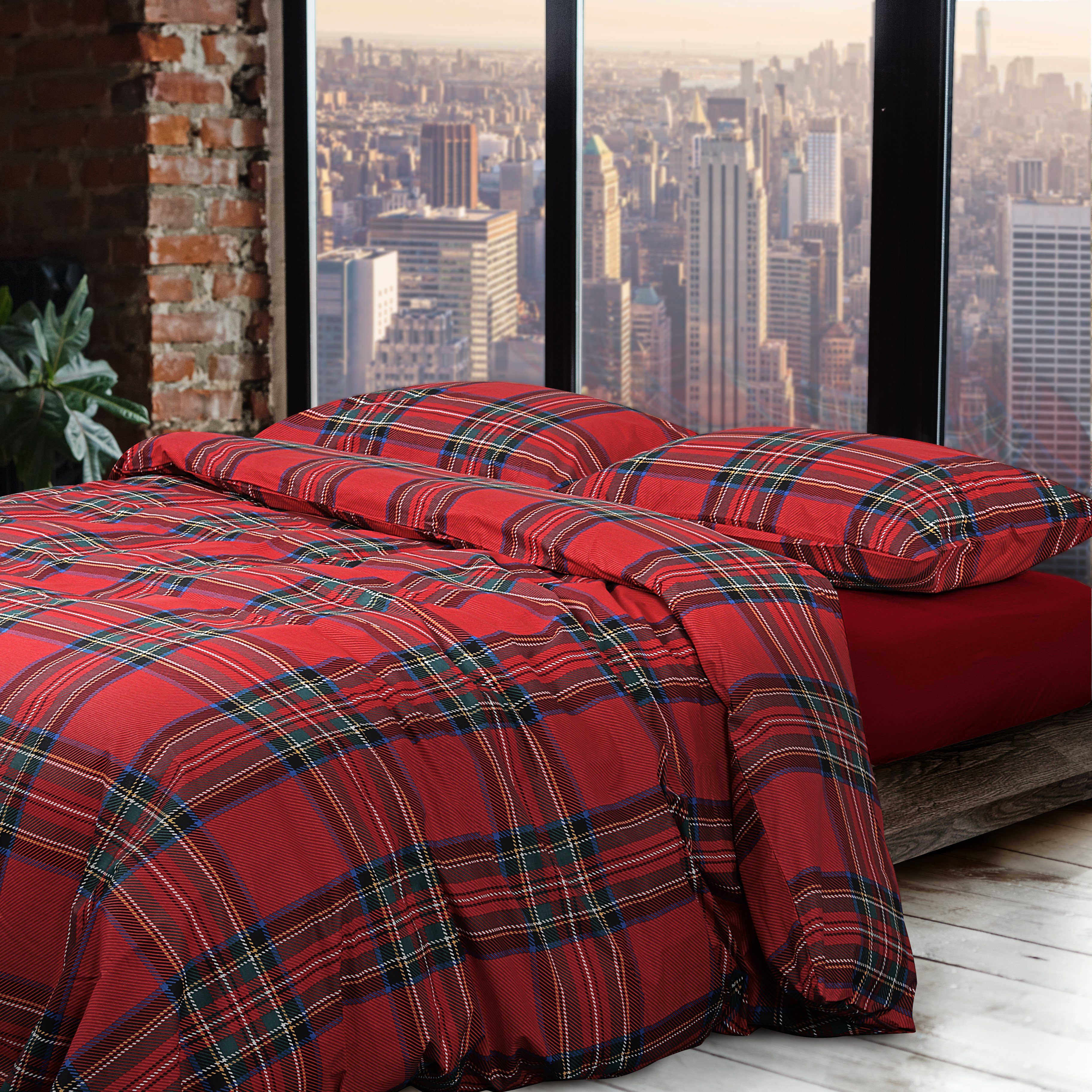 Parure Copripiumino Puro Cotone fantasia Scozzese - Tartan Copripiumino Daunex Singolo