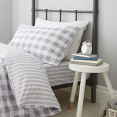 Parure Copripiumino Reversibile in Puro Cotone - Check and Stripe Grigio Copripiumino Bianca Grigio