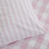 Parure Copripiumino Reversibile in Puro Cotone - Check and Stripe Rosa Copripiumino Bianca