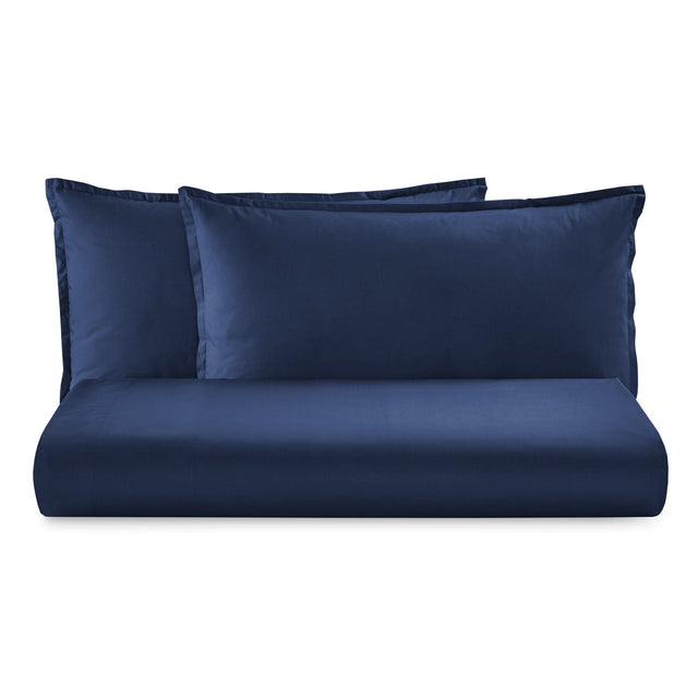 Parure Lenzuolo in Raso di Puro Cotone 300TC tinta unita - Gottardo Lenzuola Lisola Basic Singolo Blu Navy