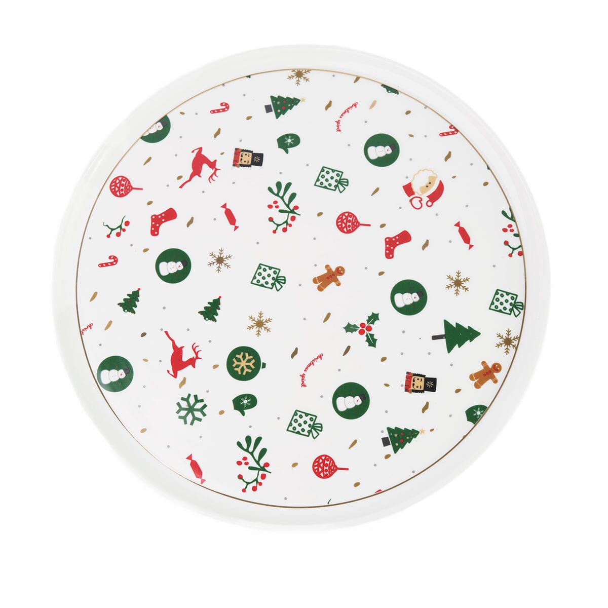 Piatto Panettone di Porcellana New Bone - Fantasia Del Natale Piatto Villa Altachiara