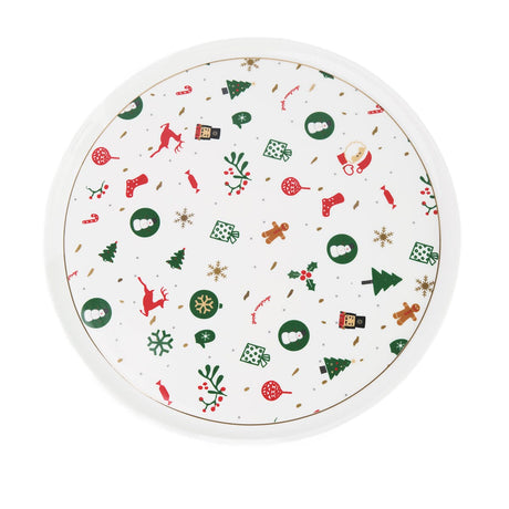 Piatto Panettone di Porcellana New Bone - Fantasia Del Natale Piatto Villa Altachiara