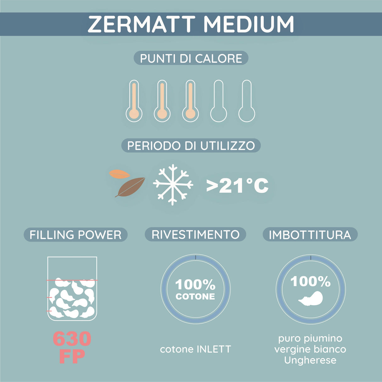 Piumino d'Oca Ungherese Medium - Zermatt Piumino d'oca Lisola