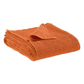 Plaid a Nido D'Ape StoneWashed in Cotone Tinta Unita - Maia Plaid Vivaraise Arancione