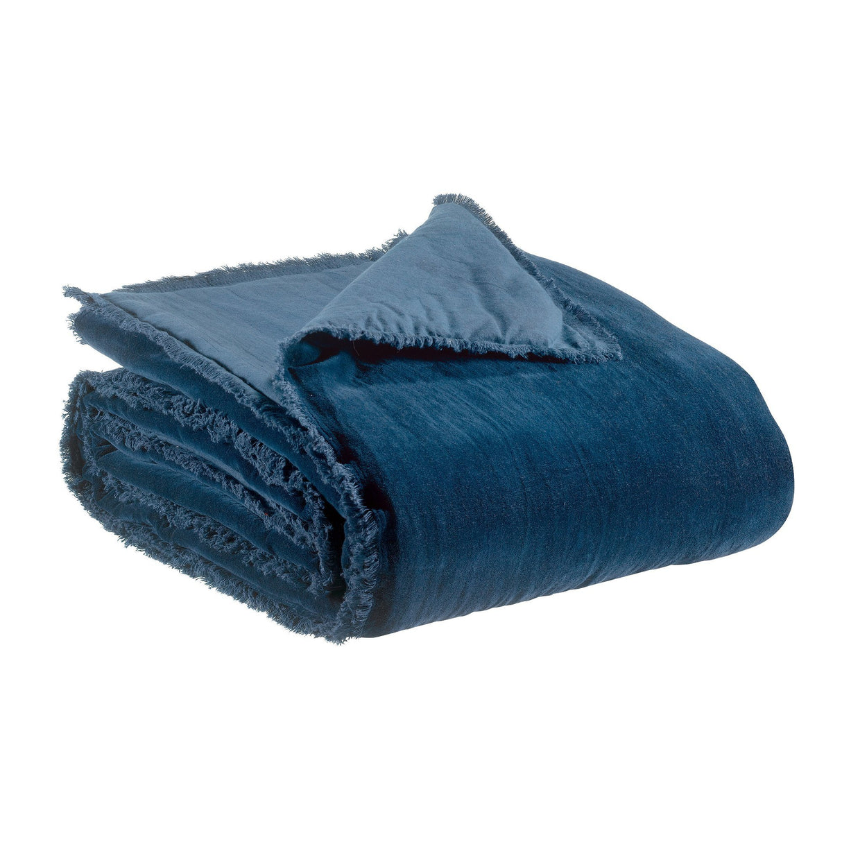 Plaid imbottito in Puro Cotone Vellutato a Frange Tinta Unita - Fara Plaid Vivaraise Touareg