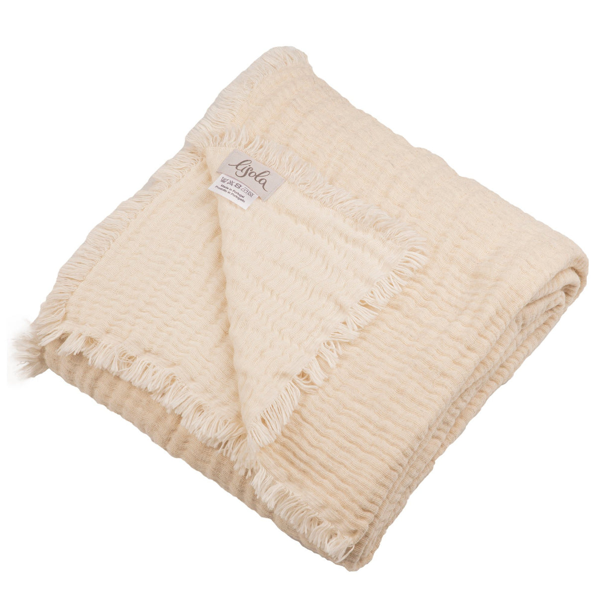 Plaid in Cotone e Lana Stonewashed Reversibile - Amaryllis Plaid Salgado Singolo (130x180cm) Naturale/Naturale