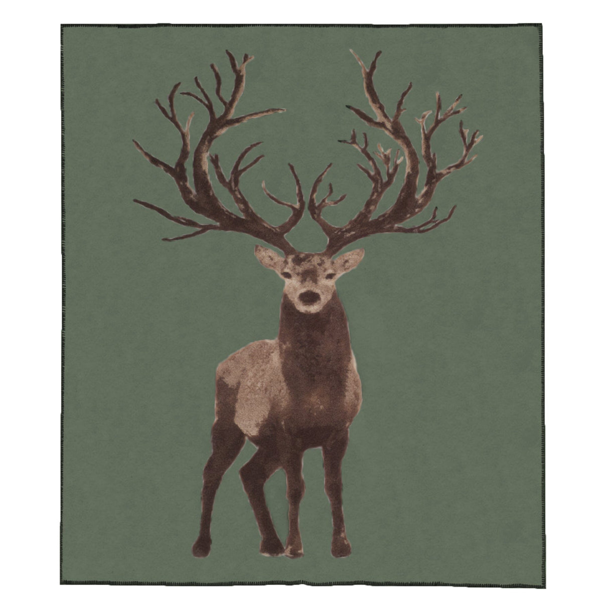 Plaid in Lana Cotta Fantasia - Cervo Plaid Lana Italia 150x200cm Verde Muschio