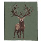 Plaid in Lana Cotta Fantasia - Cervo Plaid Lana Italia 150x200cm Verde Muschio