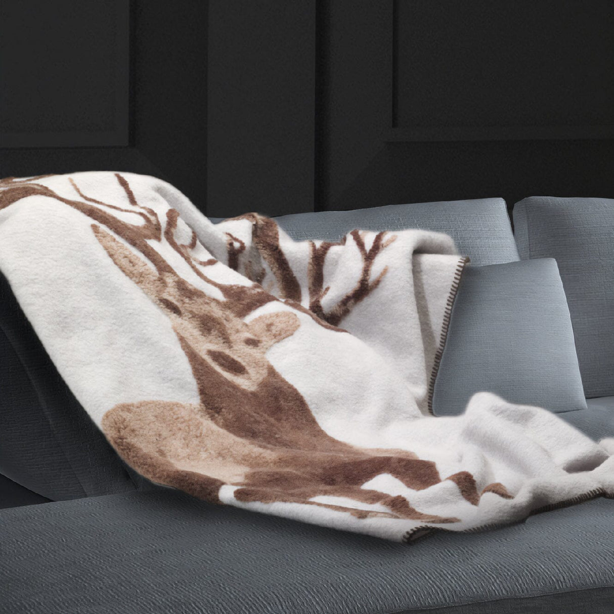 Plaid in Lana Cotta Fantasia - Cervo Plaid Lana Italia