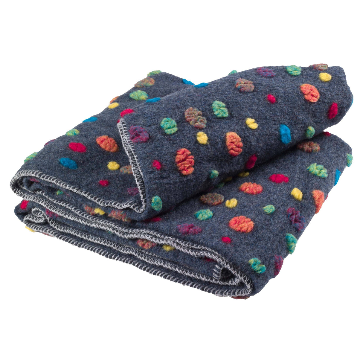 Plaid in Lana Cotta - Pois Plaid Lana Italia Blu