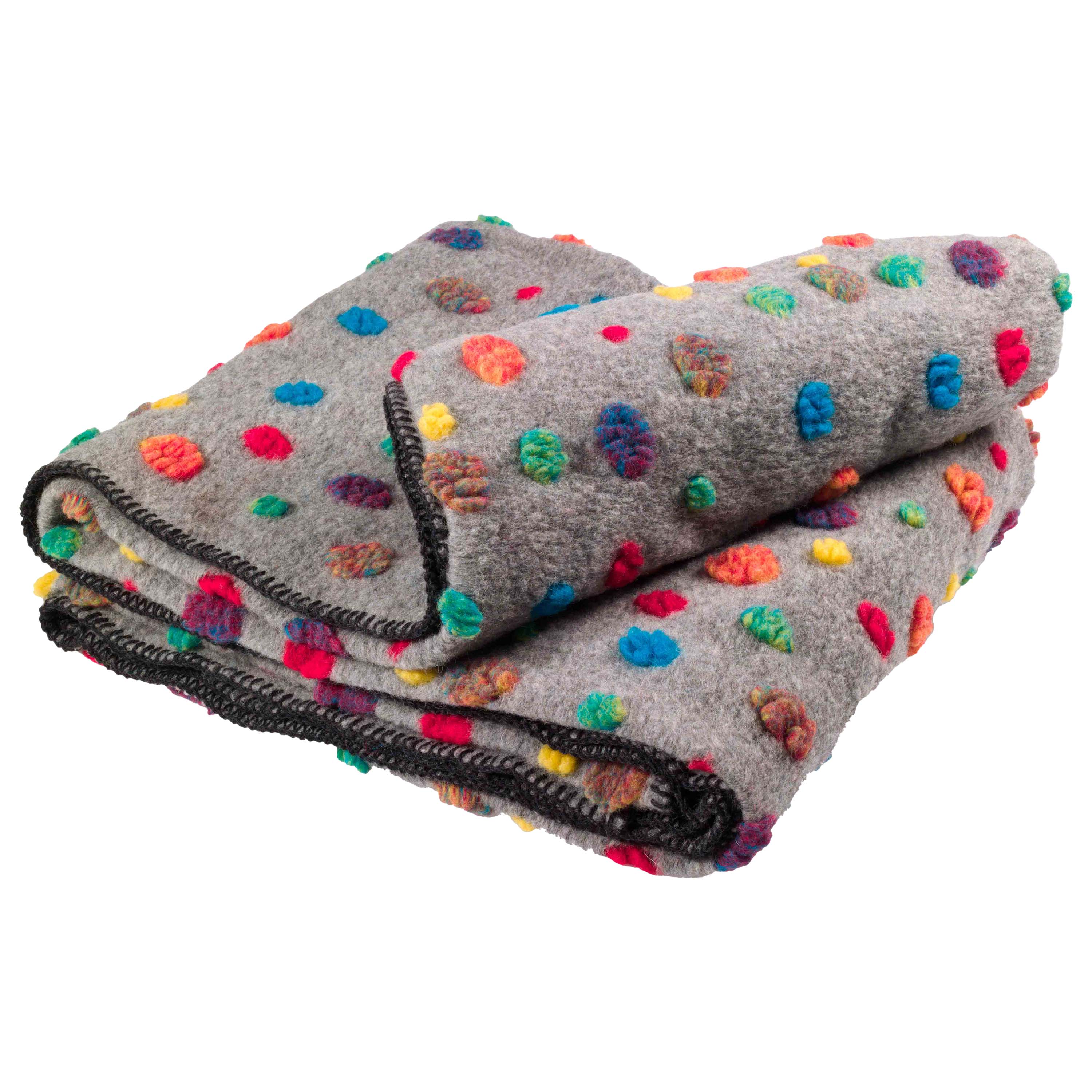 Plaid in Lana Cotta - Pois Plaid Lana Italia Grigio